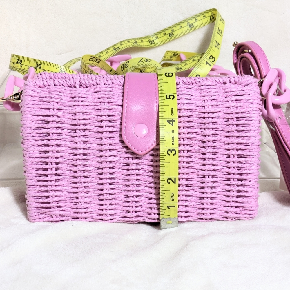 NWT A New Day Target Pink Straw Bag Crossbody and Chain Strap Easter Barbiecore - Picture 13 of 13